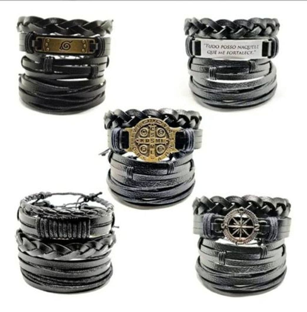 Fashion Pulsera Ajustável  Kit 5 Masculino