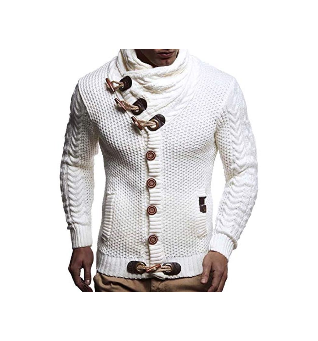 Fashion Leif Nelson Hombres Chaqueta de Punto con Cuello Chal LN