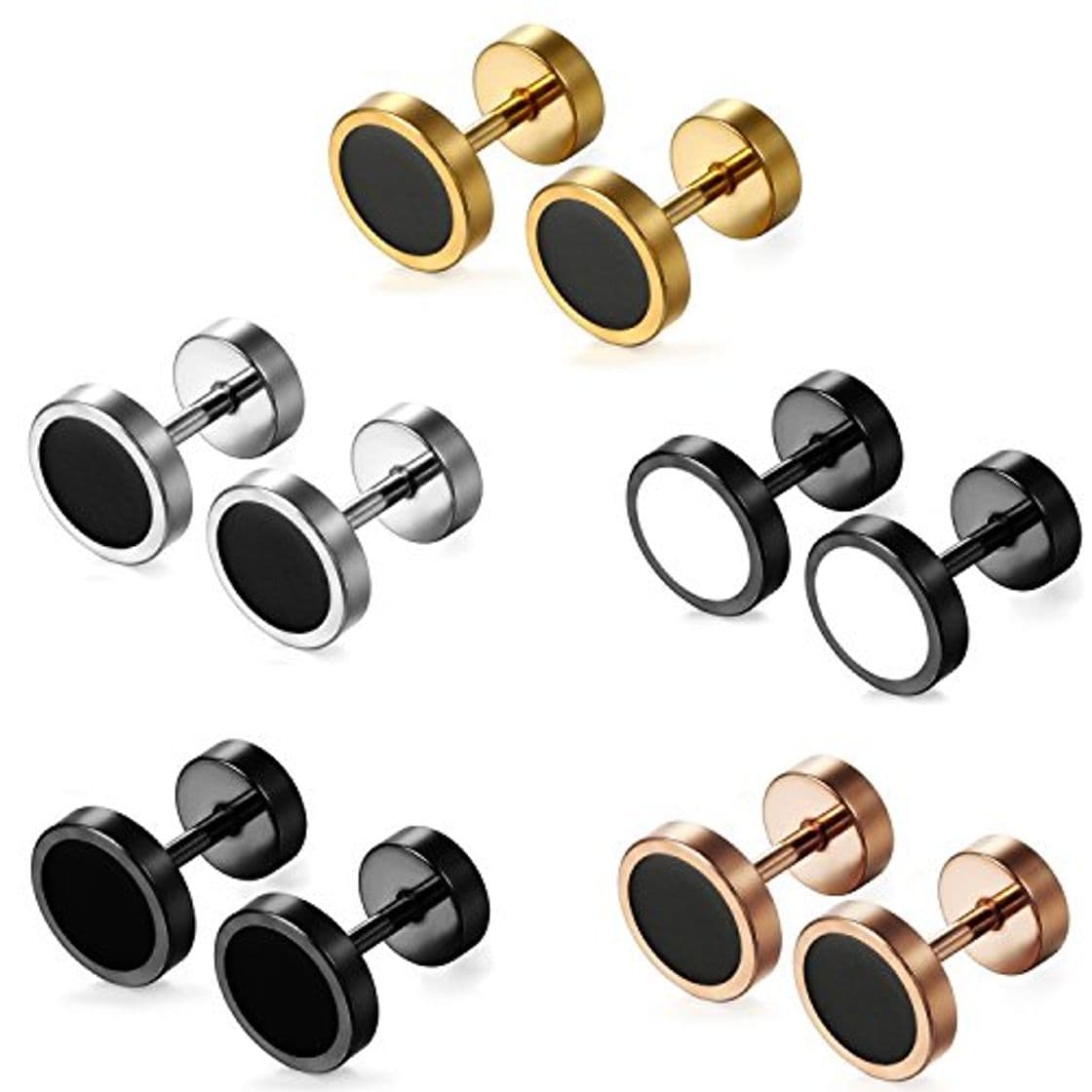 Place Aroncent Pendientes de Acero Inoxidable Quirúrgico para Oído Dumbbells Aretes de Perno