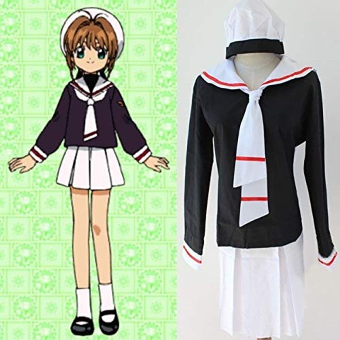 Fashion WSJDE Anime Card Captor Sakura Uniforme Escolar Cosplay Traje Kinomoto Sakura Conjunto