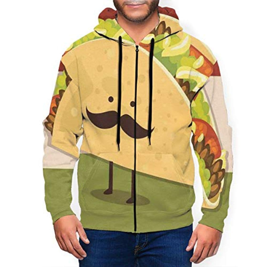 Fashion BODY Sudadera con Capucha para Hombre con Cara de Bigote Mexicano y