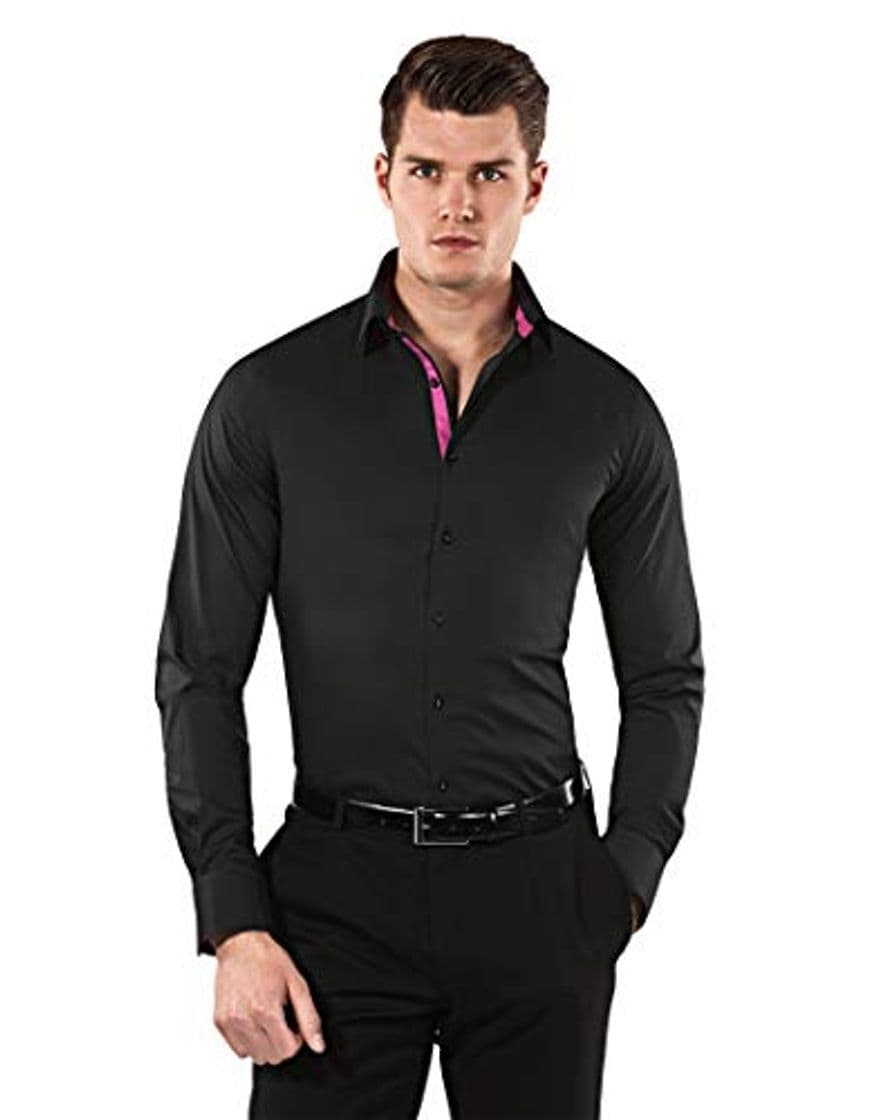 Moda Vincenzo Boretti Camisa de Hombre, Muy Entallada