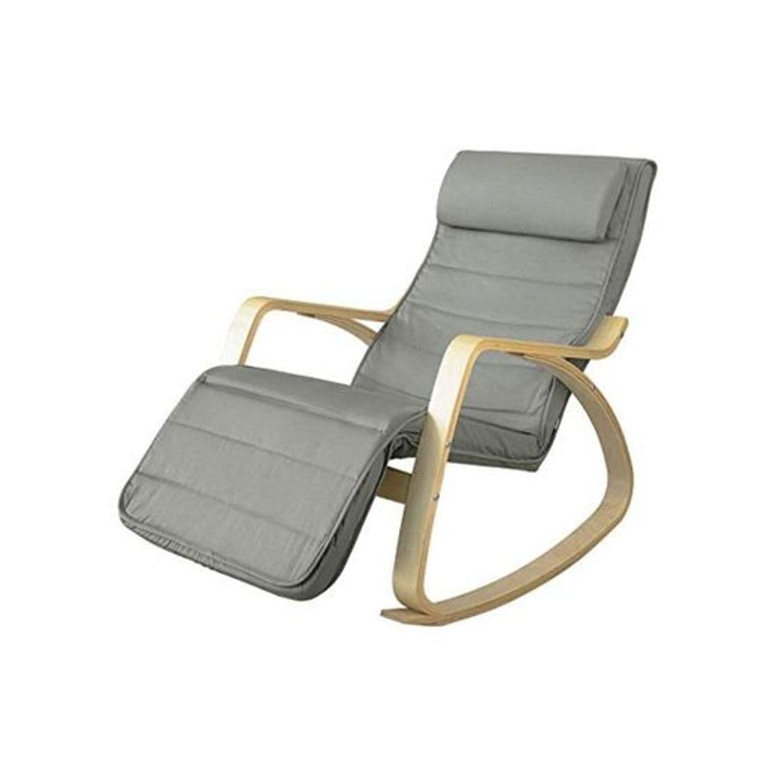 Product SoBuy FST16-DG Sillón de Relax, Silla de Relax, Mecedora-Reposapiés Ajustable,Gris,ES