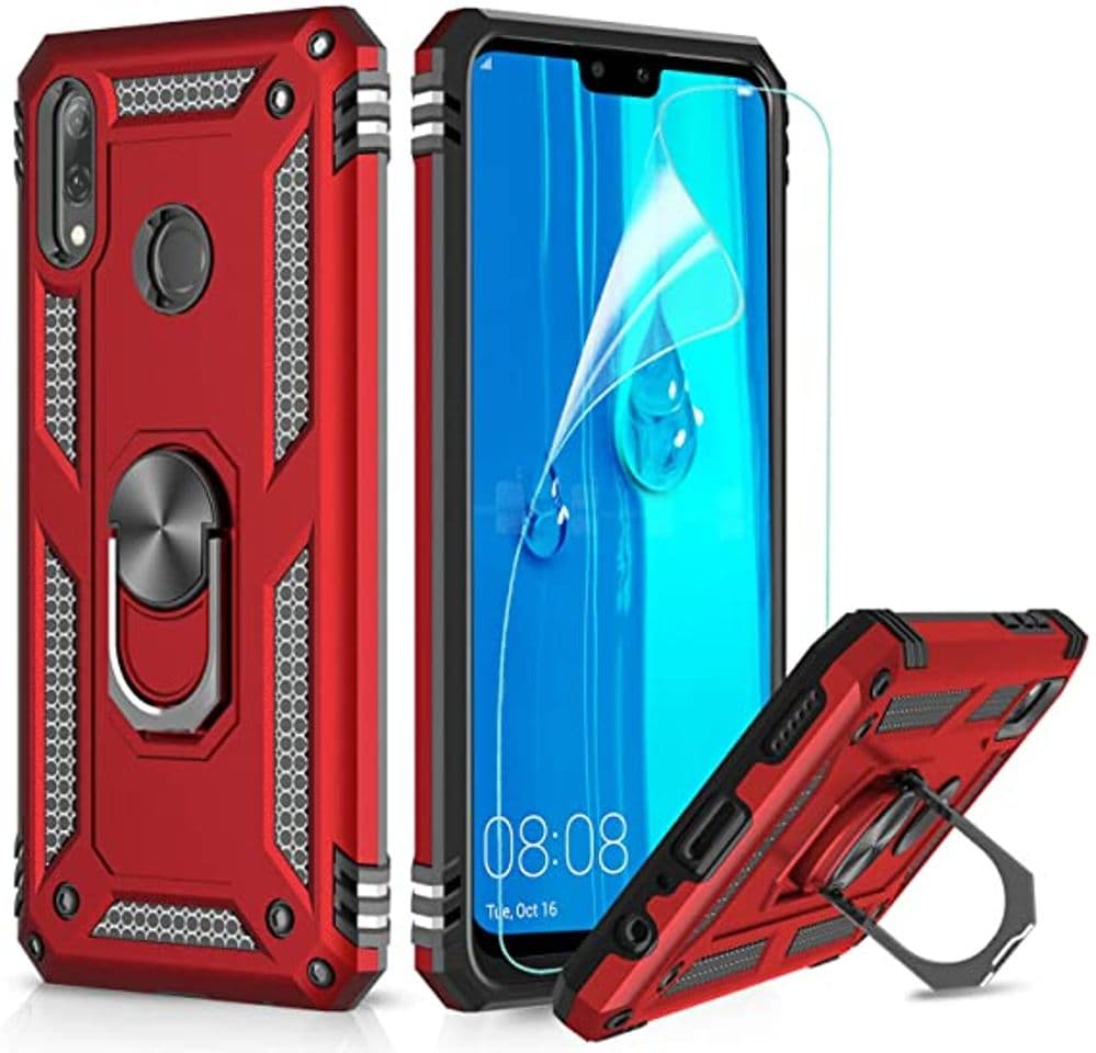 Producto LeYi Funda Huawei Y9 2019 Armor Carcasa con 360 Grados Anillo iman