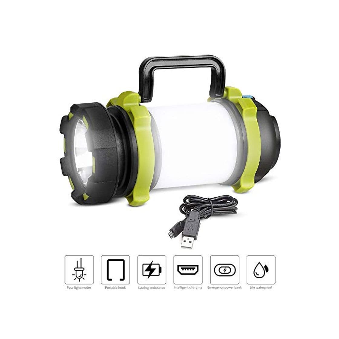 Product REEXBON Linterna de Cámping Recargable Antorcha LED 4 Modos de Luces de Trabajo 4000mAh Power Bank Farol de Cámping Resistente al Agua con Cable USB para Senderismo Pesca Emergencia y Más