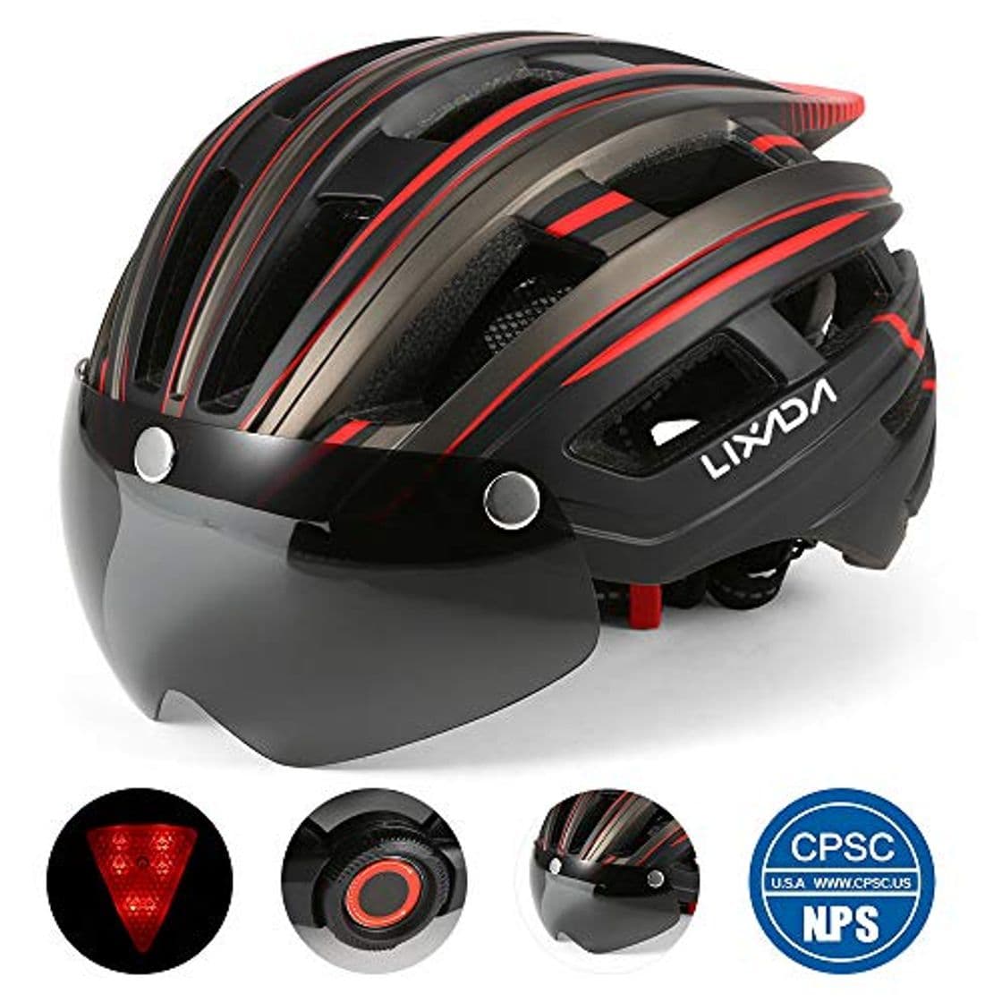 Product Lixada Casco de Bicicleta de Montaña Casco de Motociclismo con Visera Magnética Desmontable Ligero Protector UV Unisexo