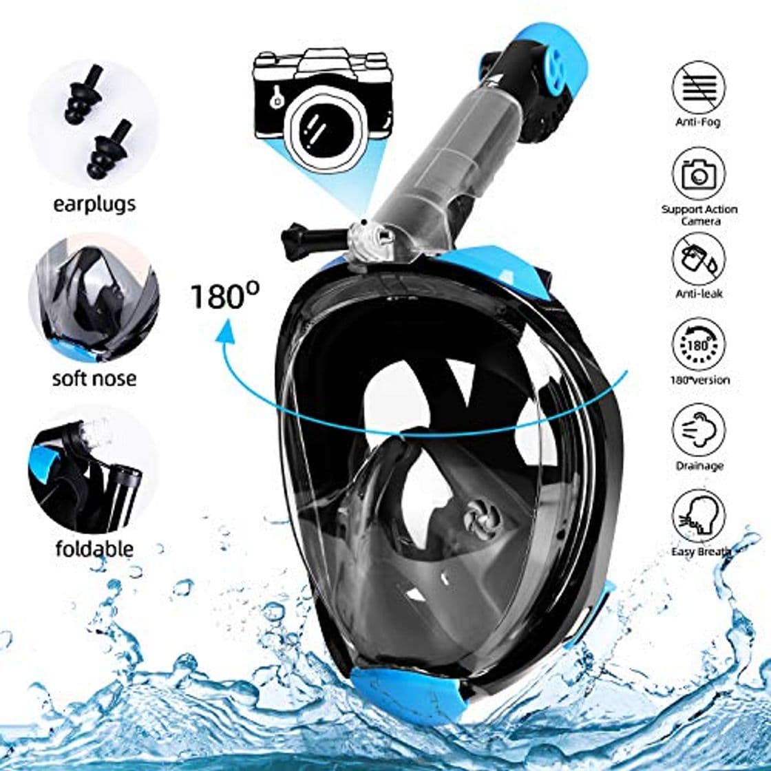 Product Amzdeal Máscara de buceo - Máscara de snorkel Plegable completa-mascarilla antifugas-sello de