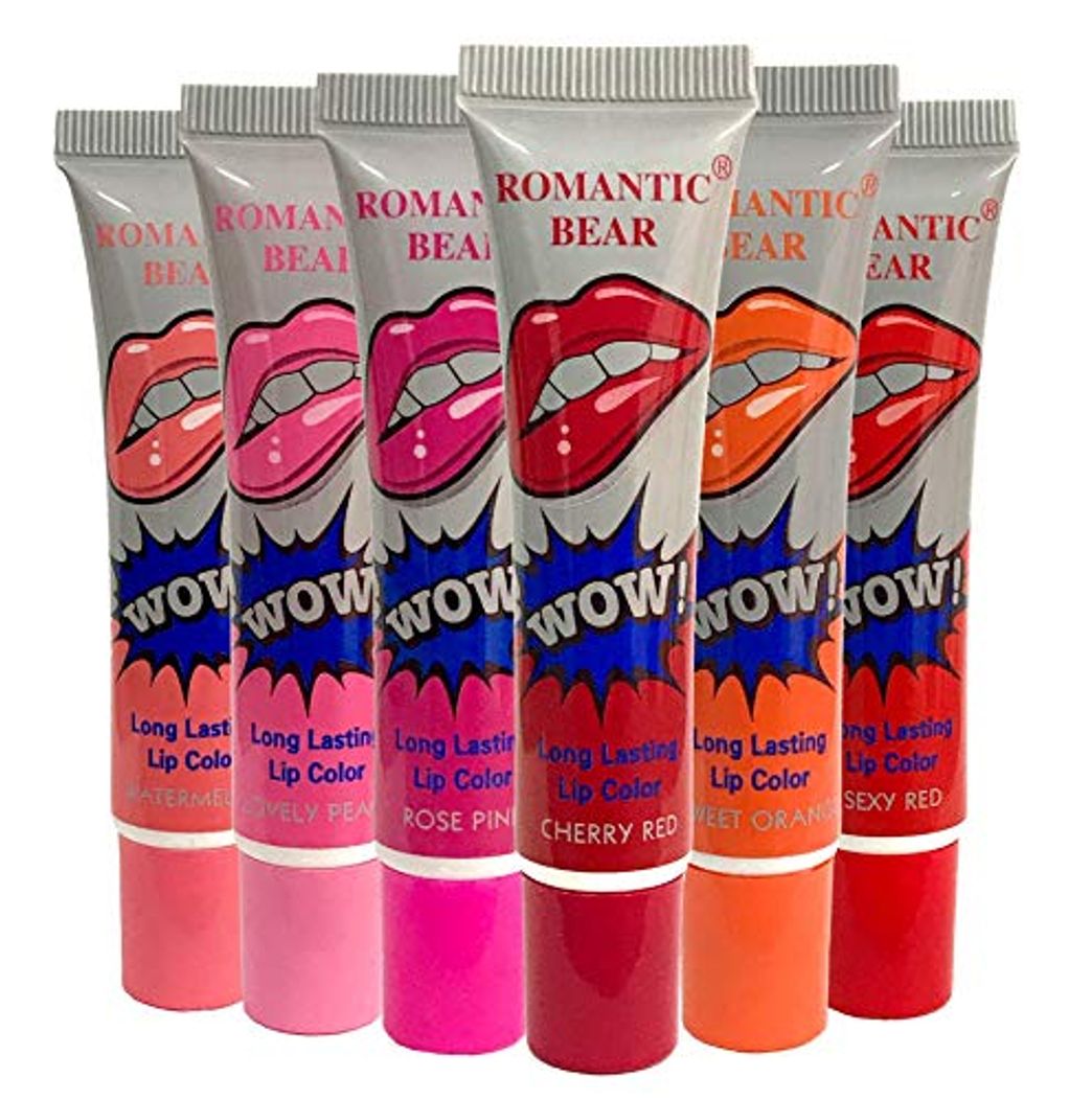 Product 6pcs Set Romantic Bear WOW 6 Colors Tattoo Magic Color Peel Off Mask Tint Long Lasting Waterproof Tattoo Lip Gloss