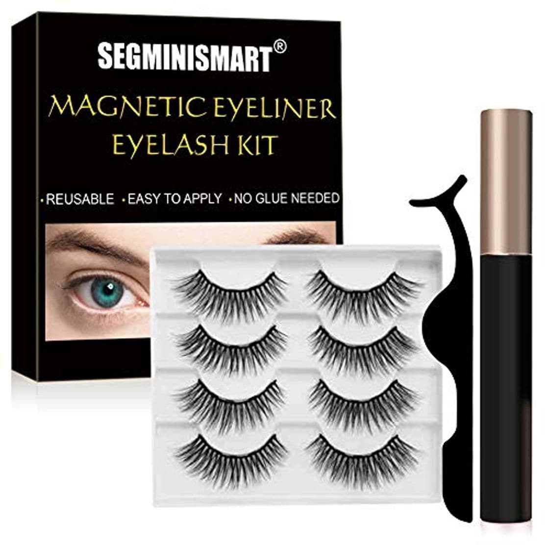 Producto Pestañas Magnéticas,Pestañas Magneticas Delineador,Magnéticas Eyeliner Waterproof,PestañasPostizas Magnéticas Kit,No se Necesita Pegamento,Reutilizables