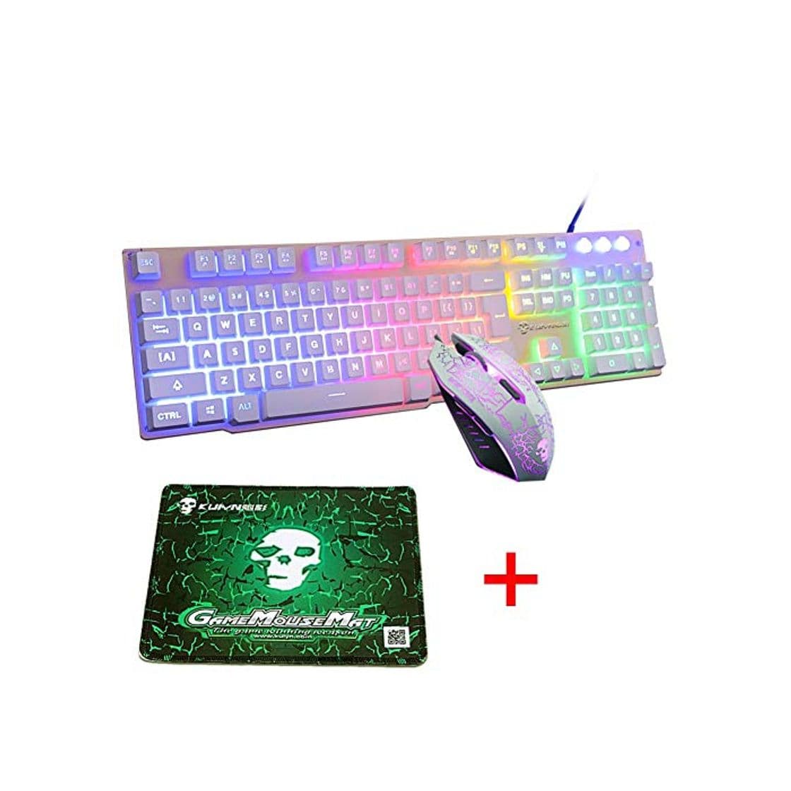 Producto UrChoiceLtd Arco Iris Retroiluminado Ergonómico Teclado De Juego USB