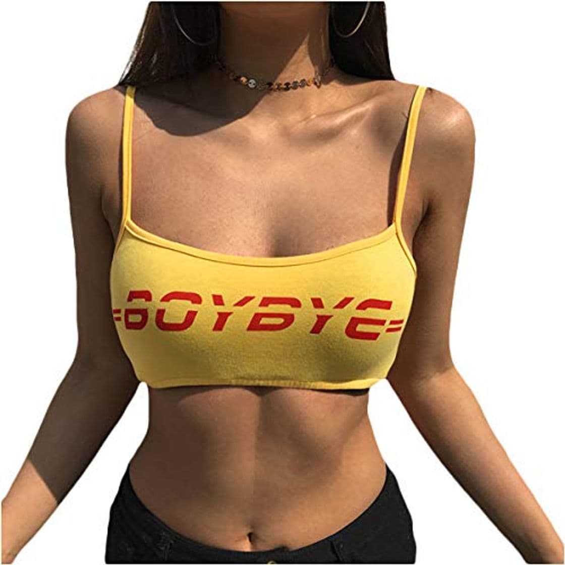 Fashion BOYBYE Carta Imprimir Sexy Correa sin Mangas Cami Tank Top Sportwear