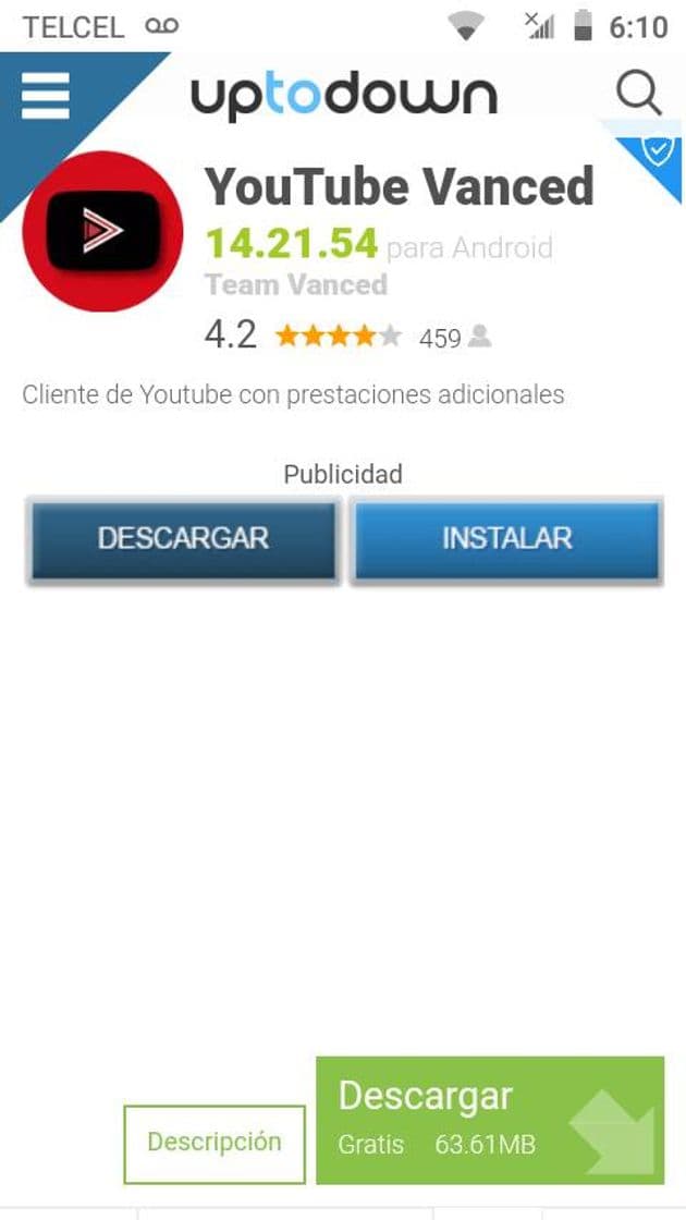 App descargar youtube vanced gratis (android)