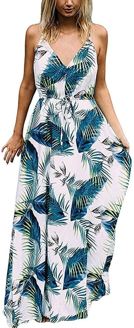 Moda Vestido Mujer Bohemio Largo Verano Playa Fiesta Floral Manga Corta Cuello en V Talla Split Wrap Maxi Vestidos 5 XL