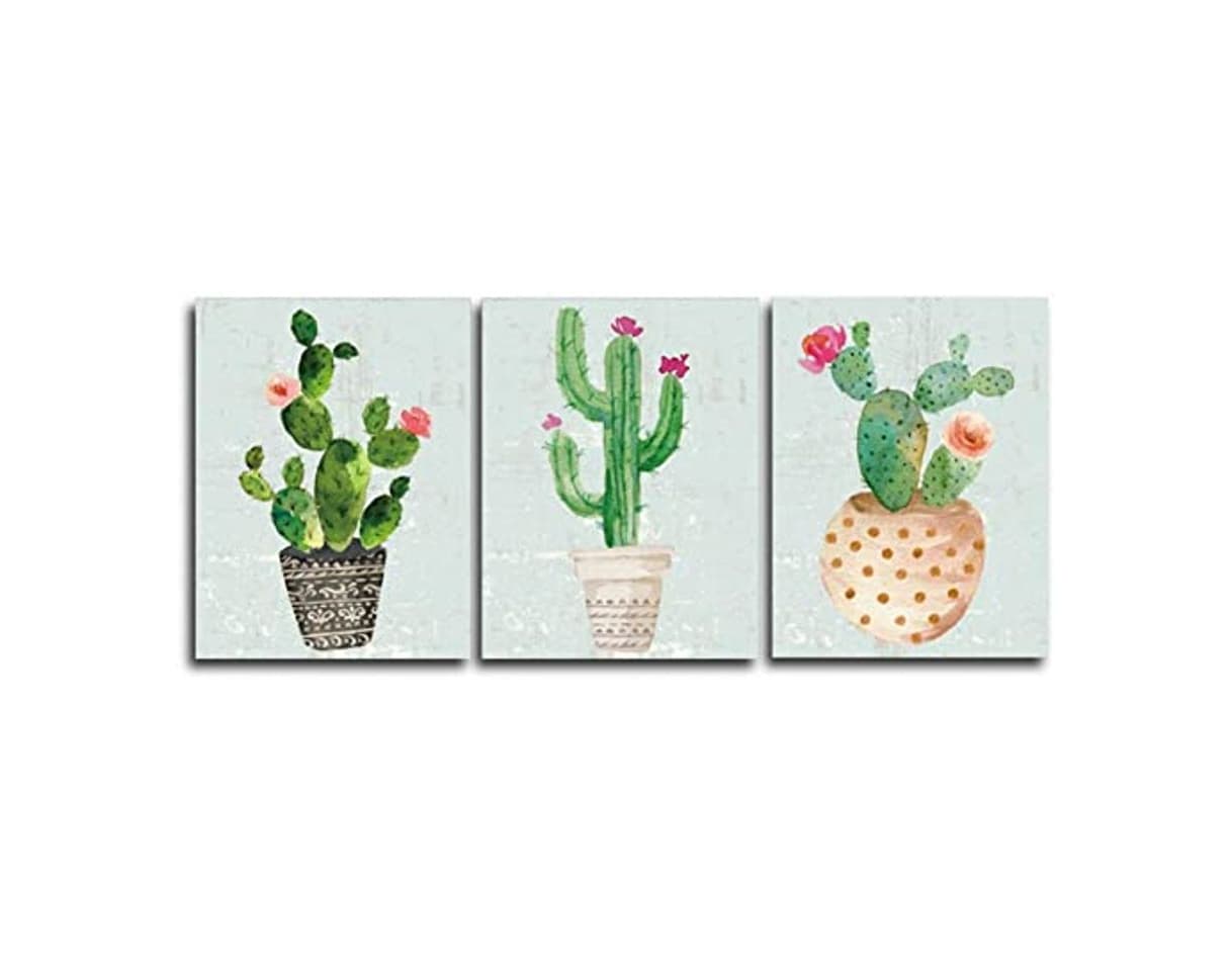 Product YXBNB 3 Lienzos Pared 3 Piezas nórdico Arte impresión Pastel Acuarela Cactus Lienzo Pintura Cartel botánico Pared Arte Cuadros para Sala decoración