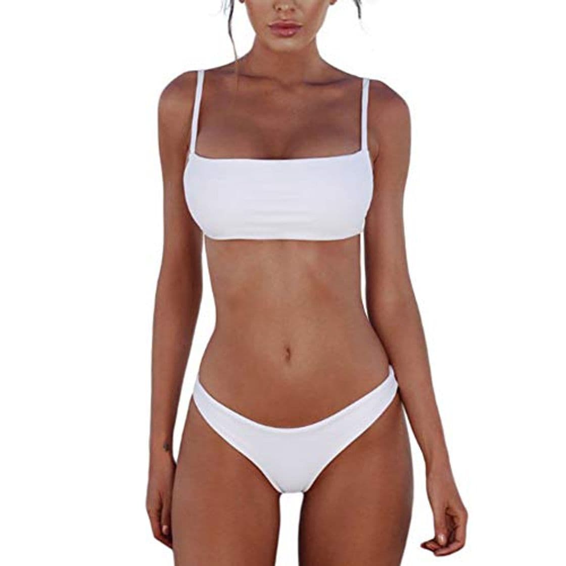 Product JFan Bikini de Lazo Acanalado para Mujer Traje de Baño Brasileño con Parte Inferior Descarada