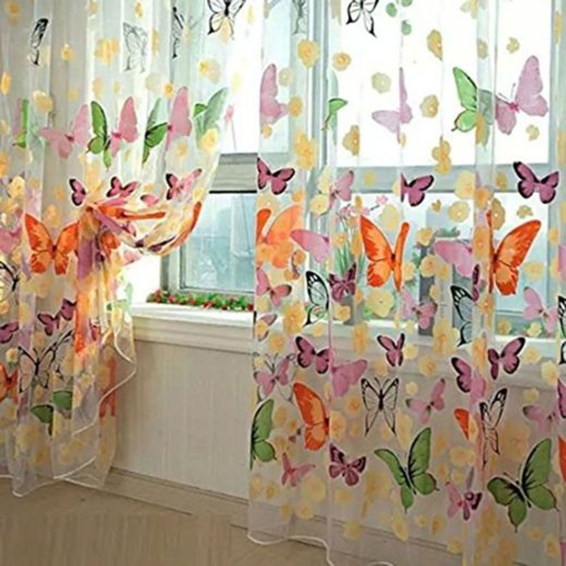 Product Mariposa floral cortinas Visillos gasa de Tulle de la cortina de ventana