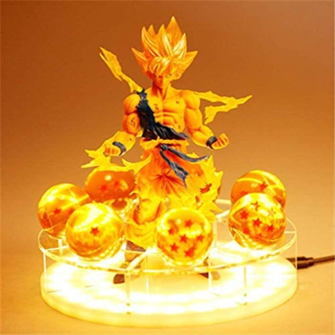 Producto 4 piezas Dragon Ball Z Son Goku Led Lámpara De Luz Espíritu Bomba Figuras Anime Dragon Ball Z Goku Super Saiyan Decoración Luz De La Noche Regalos Creativos