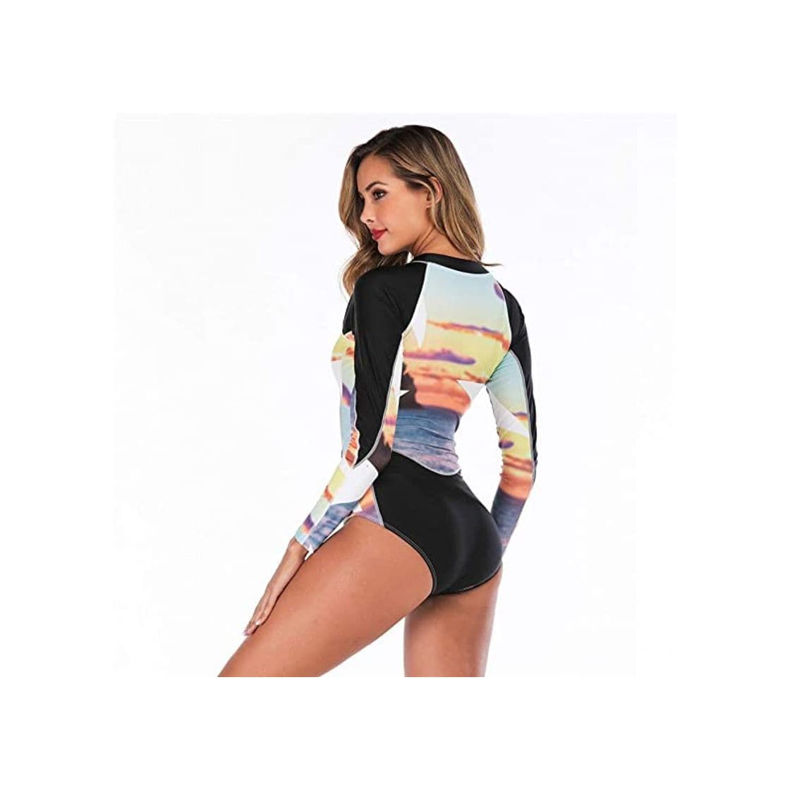 Moda Traje de baño para mujer One Piece Mujeres Rashguard una pieza de surf traje de baño protección solar de manga larga entrenamiento atlético entrenamiento traje de baño natación traje de baño mono Fies