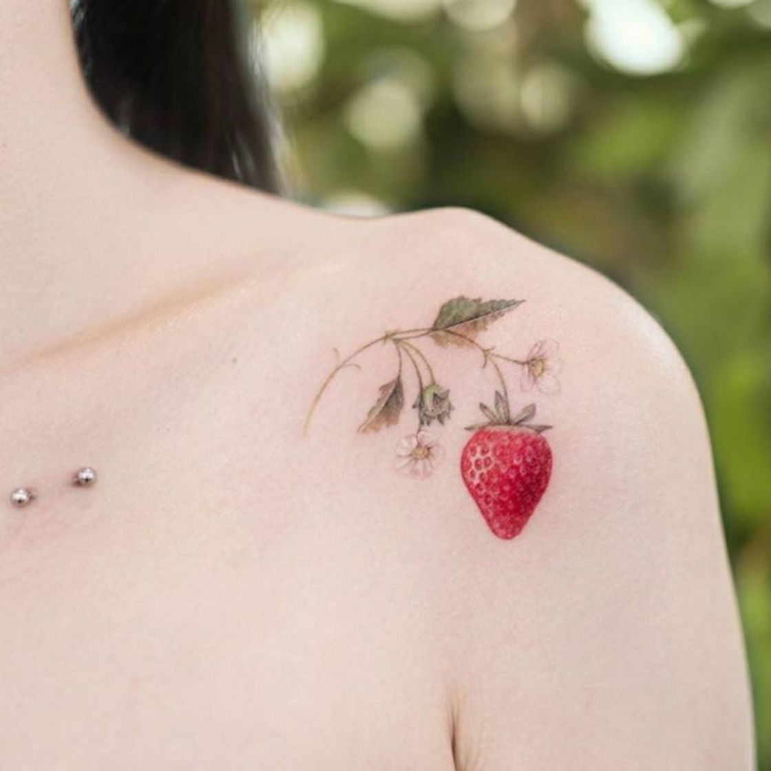 Fashion 🍃🍓 strawberry tattoo