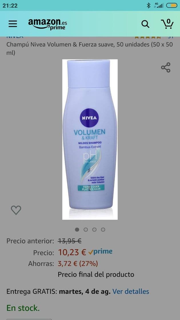 Moda Champú Nivea Volumen & Fuerza suave, 50 unidades (50 x 50 ml ...