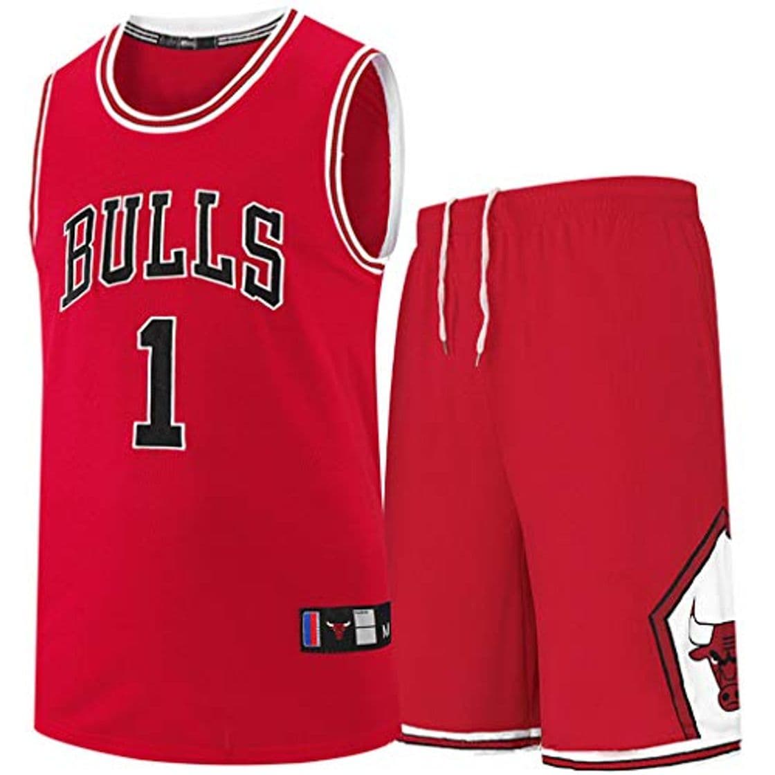 Fashion Uniformes de Entrenamiento de Baloncesto NBA Chicago Bulls #1 Derrick Rose Camisetas y Pantalones de Baloncesto Sin Mangas Transpirables y de Secado rápido