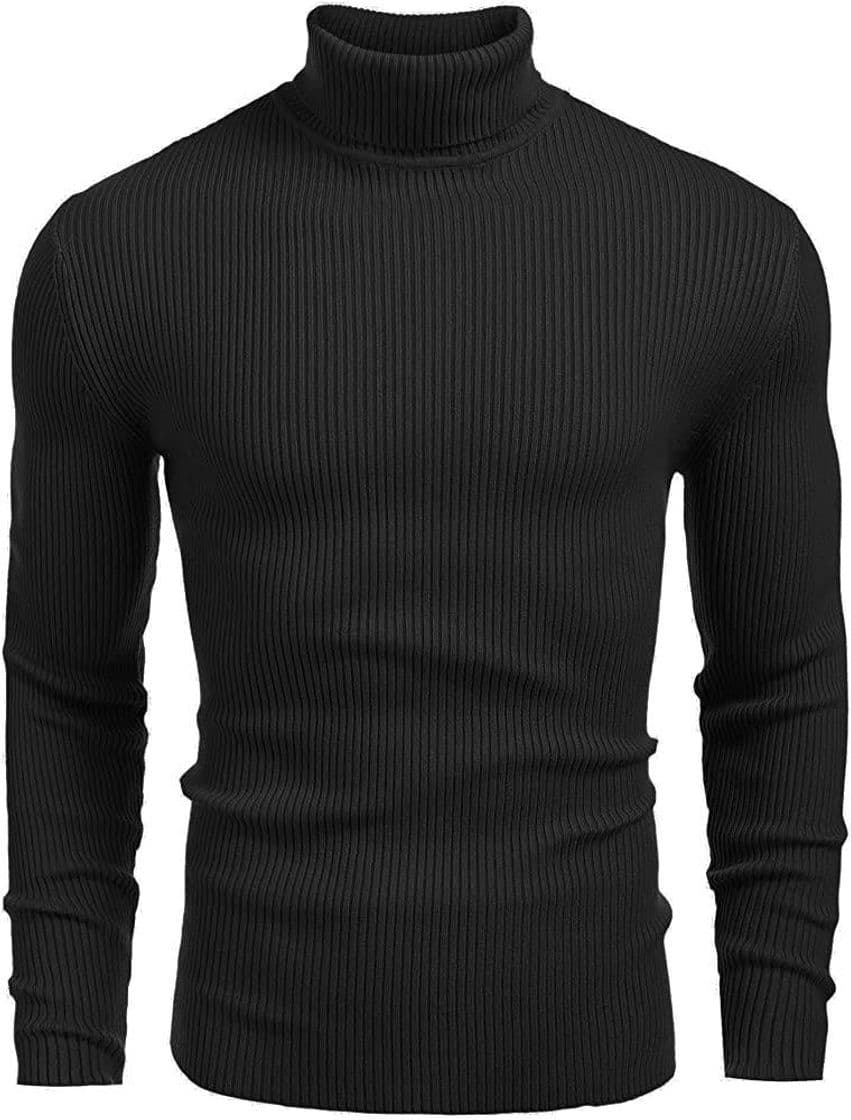 Fashion COOFANDY suéter de cuello alto de punto para hombre