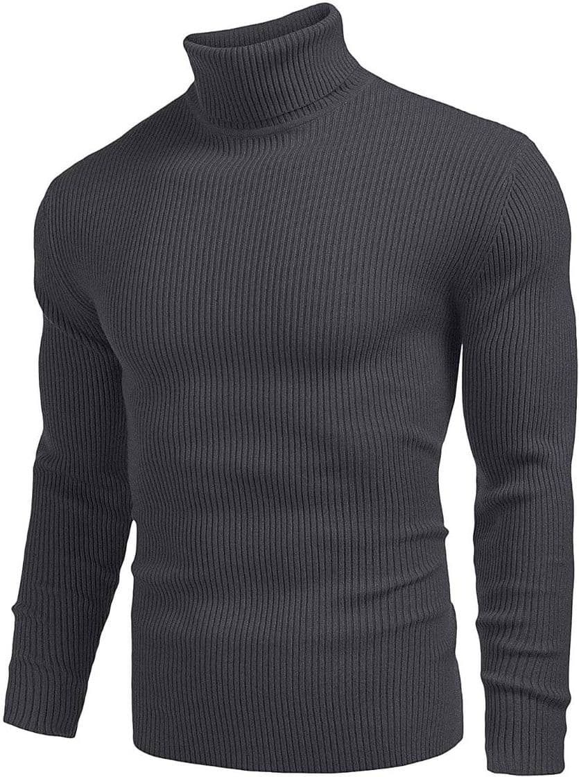 Moda COOFANDY suéter de cuello alto de punto para hombre