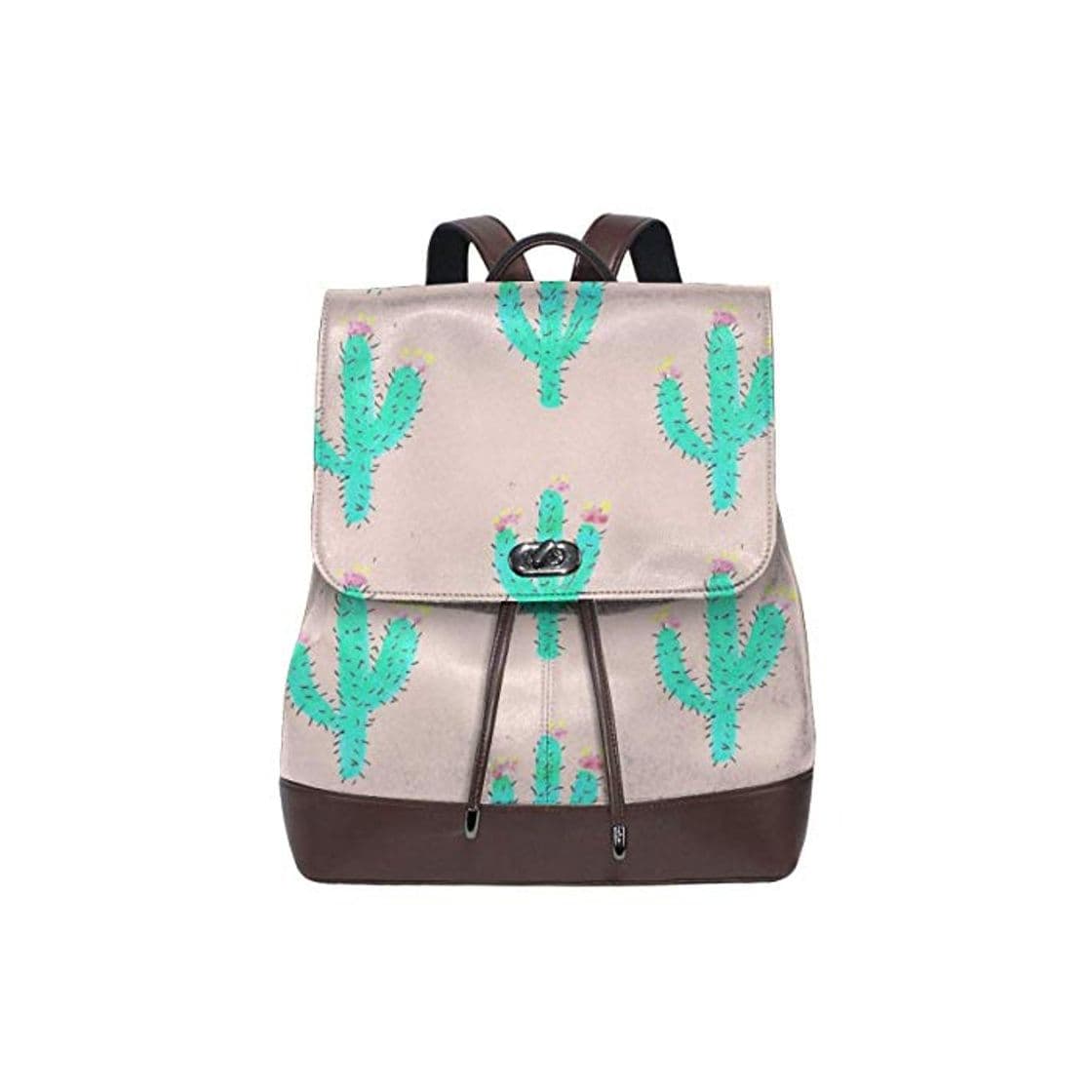 Producto Flyup Drawn Cactus Tumblr Women's Leather Backpack Women's Fashion Leather Backpack For