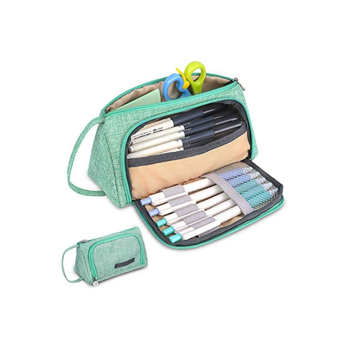 Producto Multifuncional Estuche de lápices estuches escolar Adolescente，Cremallera Gran capacidad Portalápices Plegable ，Lino bolsa maquillaje para Estudiantes Chicas para escuela y oficina 20 x 9 x 11 cm