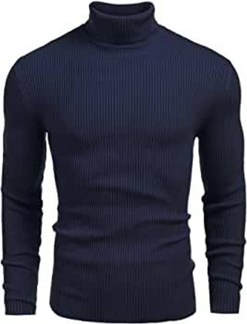 Moda COOFANDY suéter de cuello alto de punto para hombre