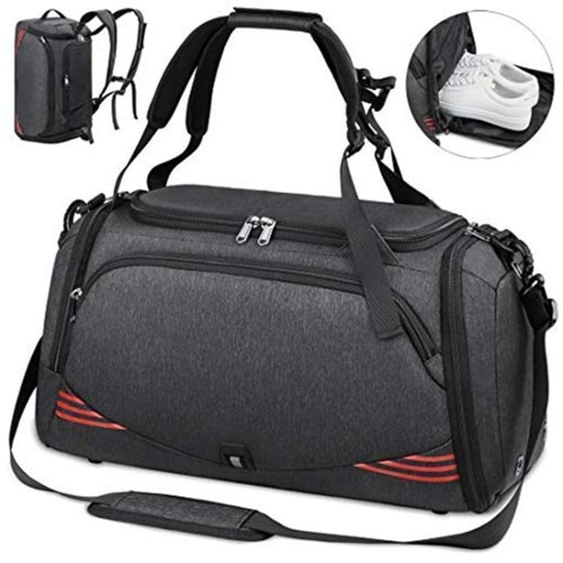 Producto NUBILY Bolsa Deporte Hombre Bolsas Gimnasio Mujer Bolso Fin de Semana Viaje con Compartimento para Zapatos Gym Bag Impermeable Grande 40L Negro