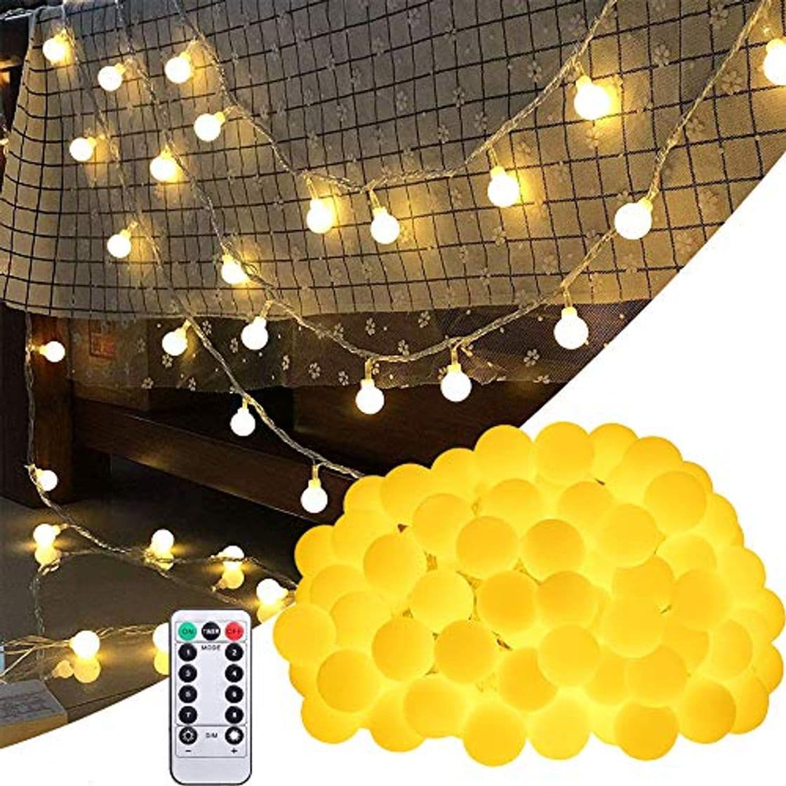 Producto BETECK Guirnalda Luces, Luces de Cadena Impermeable 10M 100 LED 8 Modos