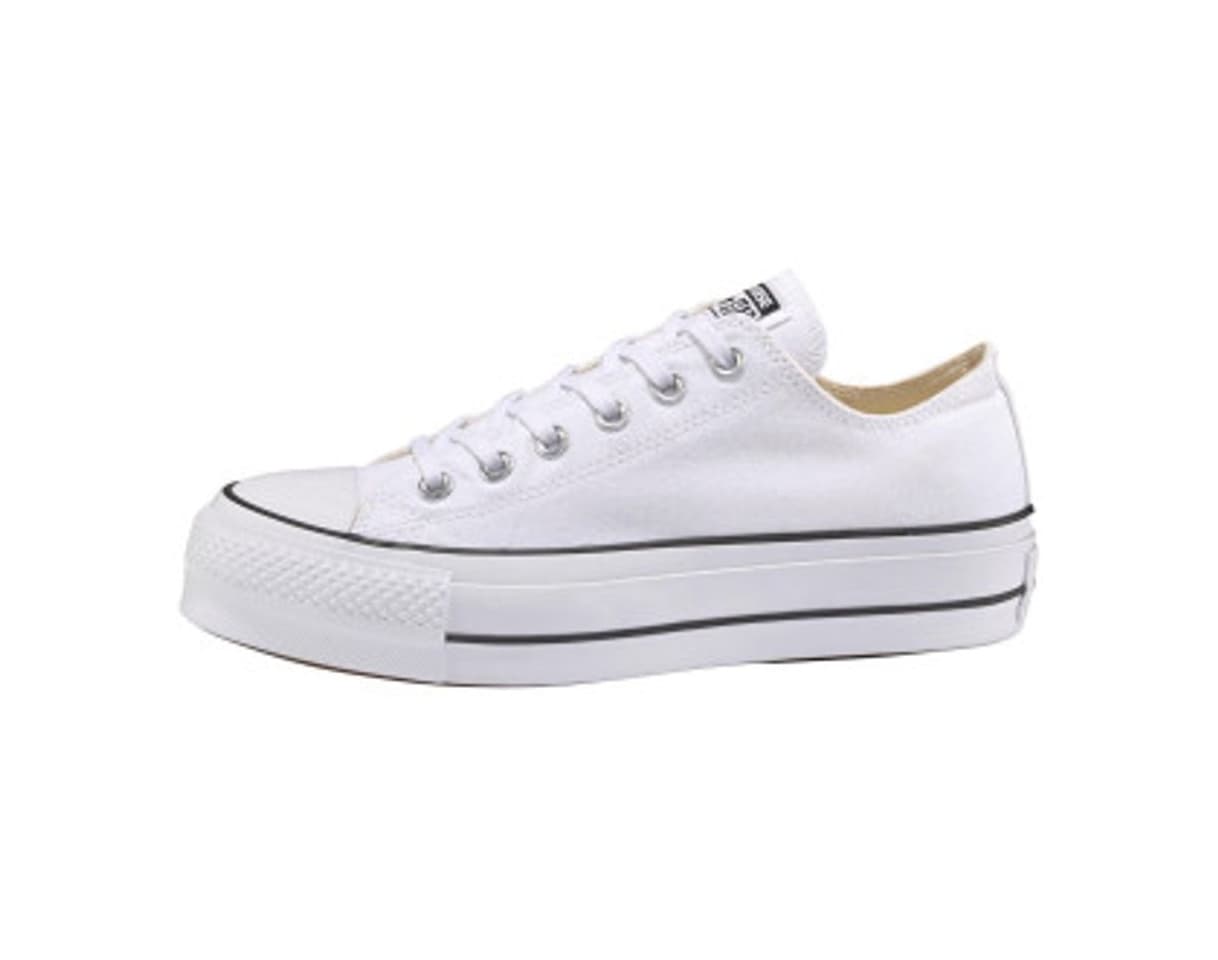 Moda Converse Chuck Taylor CTAS Lift Ox Canvas, Zapatillas para Mujer, Blanco