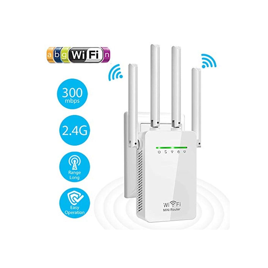 Product Amplificador Señal WiFi, 300Mbps/2.4 GHz Repetidores WiFi Amplificador Extensor de WiFi con