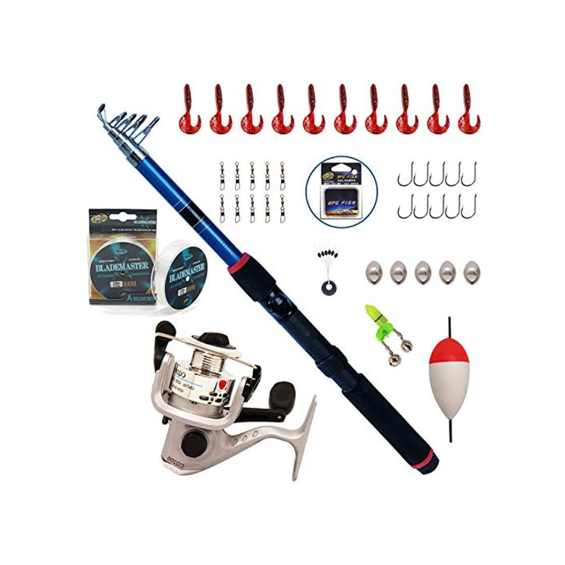 Product BPS Kit Combo de Pesca Incluye Caña de Pescar Spinning Telescópica Carrete