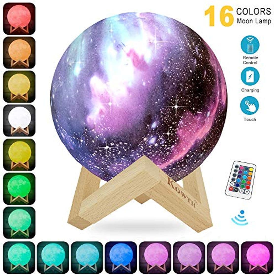 Product Lampara de Luna Colorida 3D, Kowth Luz de Luna LED de 16