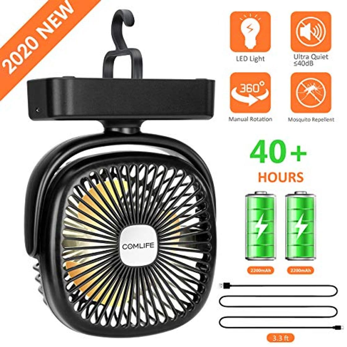 Place COMLIFE Ventilador Portátil para Camping con Luz LED