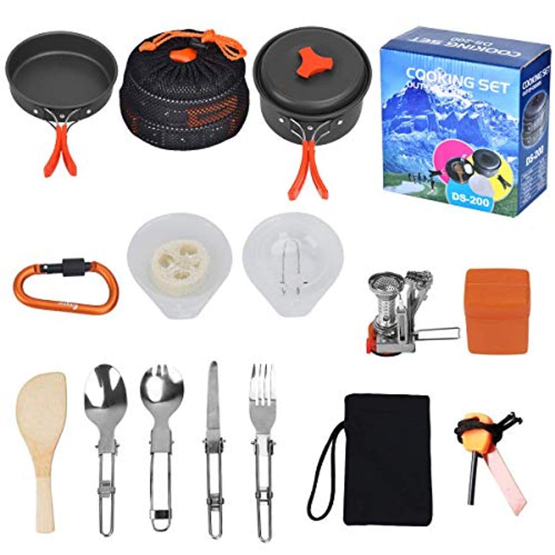 Place Outtybrave 17Pcs Kit de Acampar Utensilios