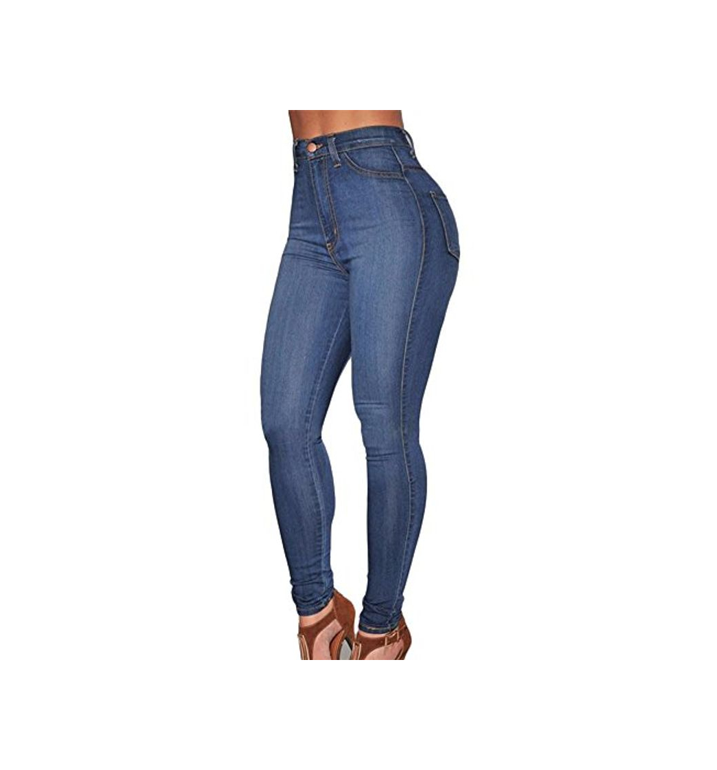 Fashion Kasen Mujer Vaqueros Levanta Cola Pantalones Cintura Alta Elásticos Denim Pantalones Azul Marino M