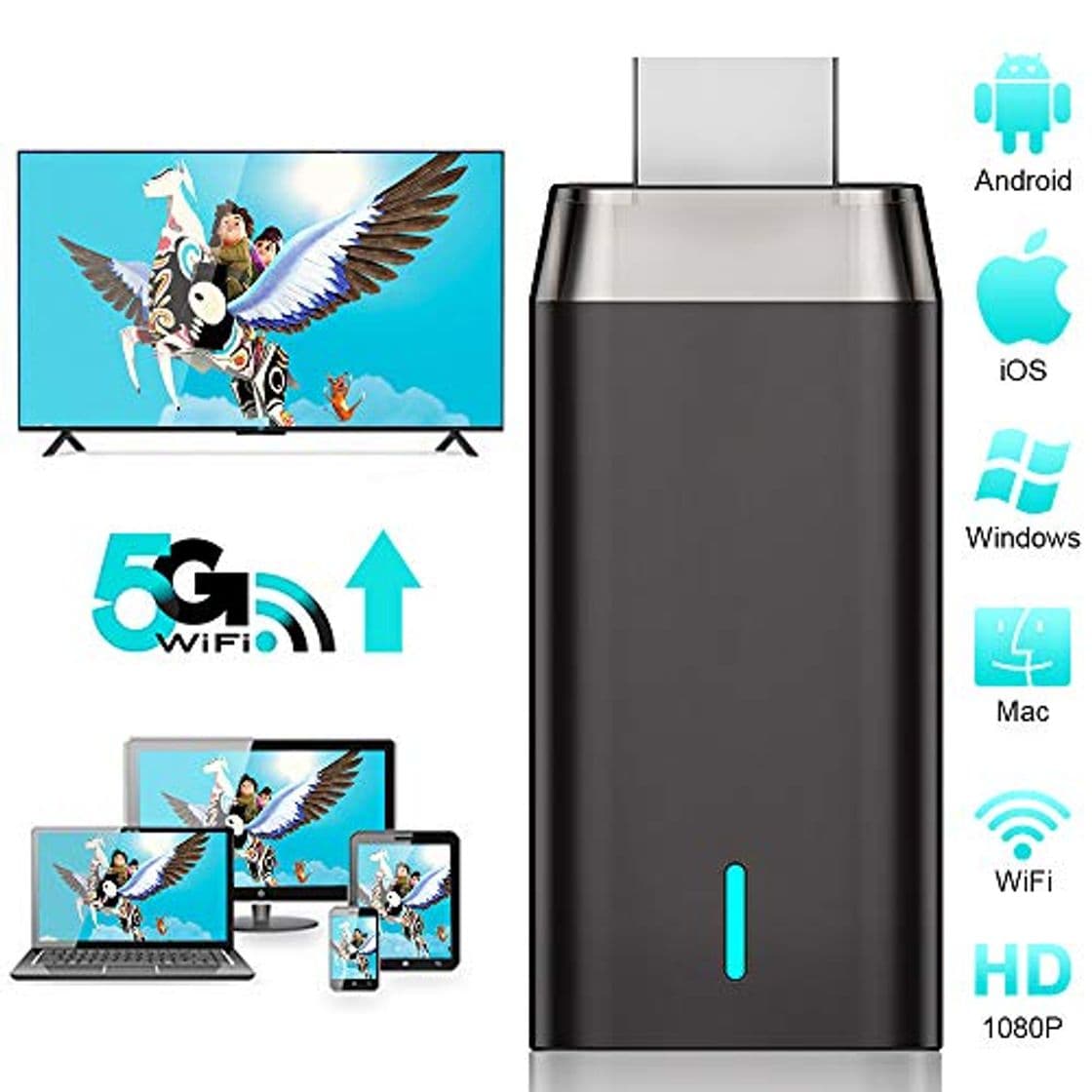 Product Miracast HDMI WiFi Inalámbrico Dongle, DIWUER 5G