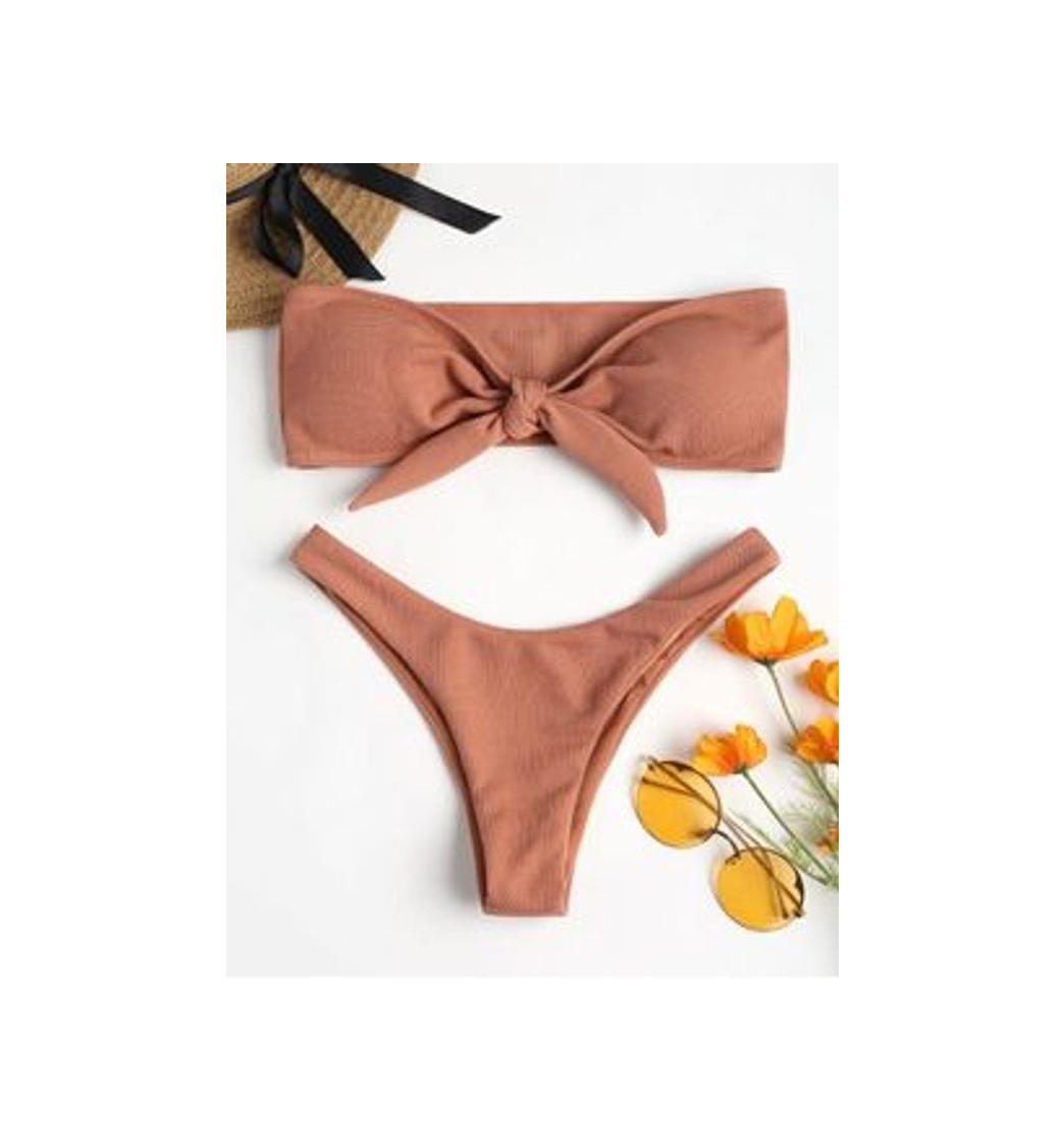 Moda ZAFUL - Conjunto de bikini de dos piezas con textura para mujer