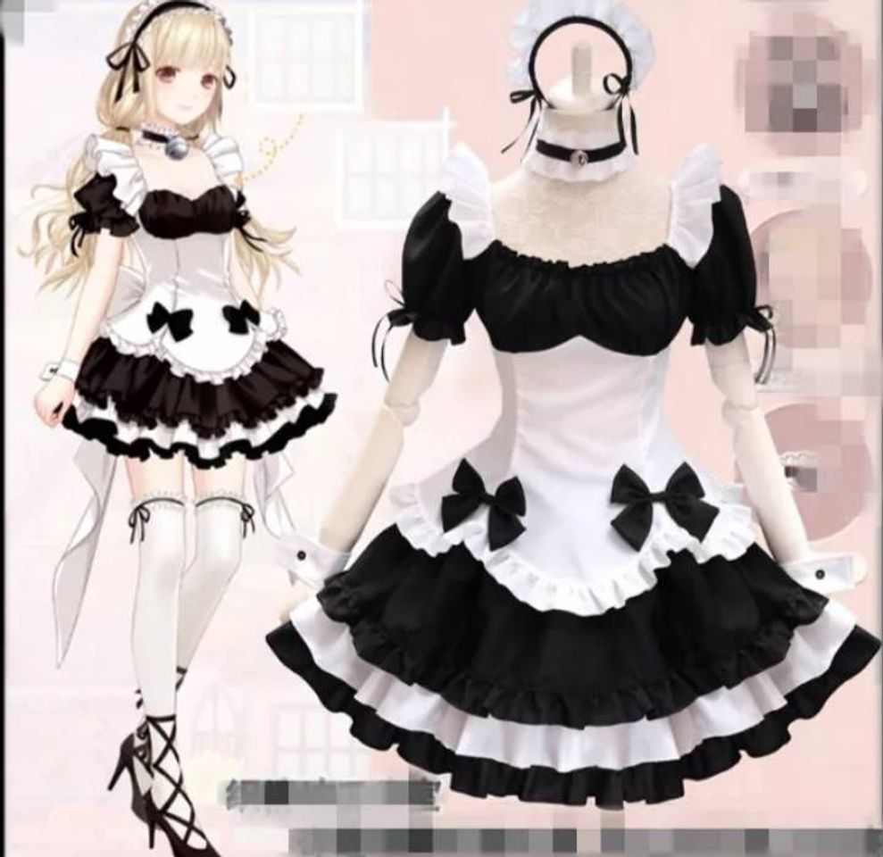 Moda Vestido Maid Lolita negro y blanco