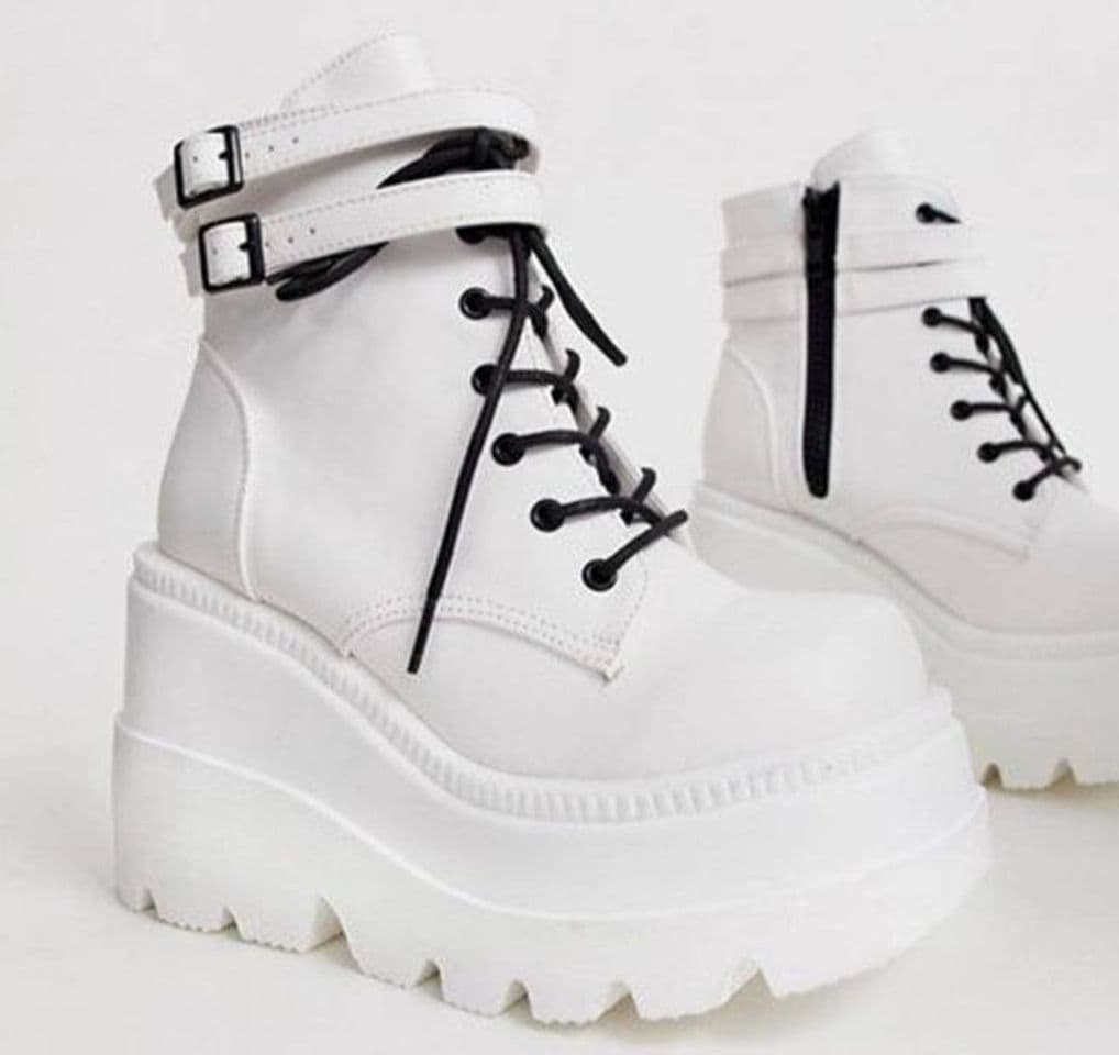 Moda Botines de plataforma blancos con cordones