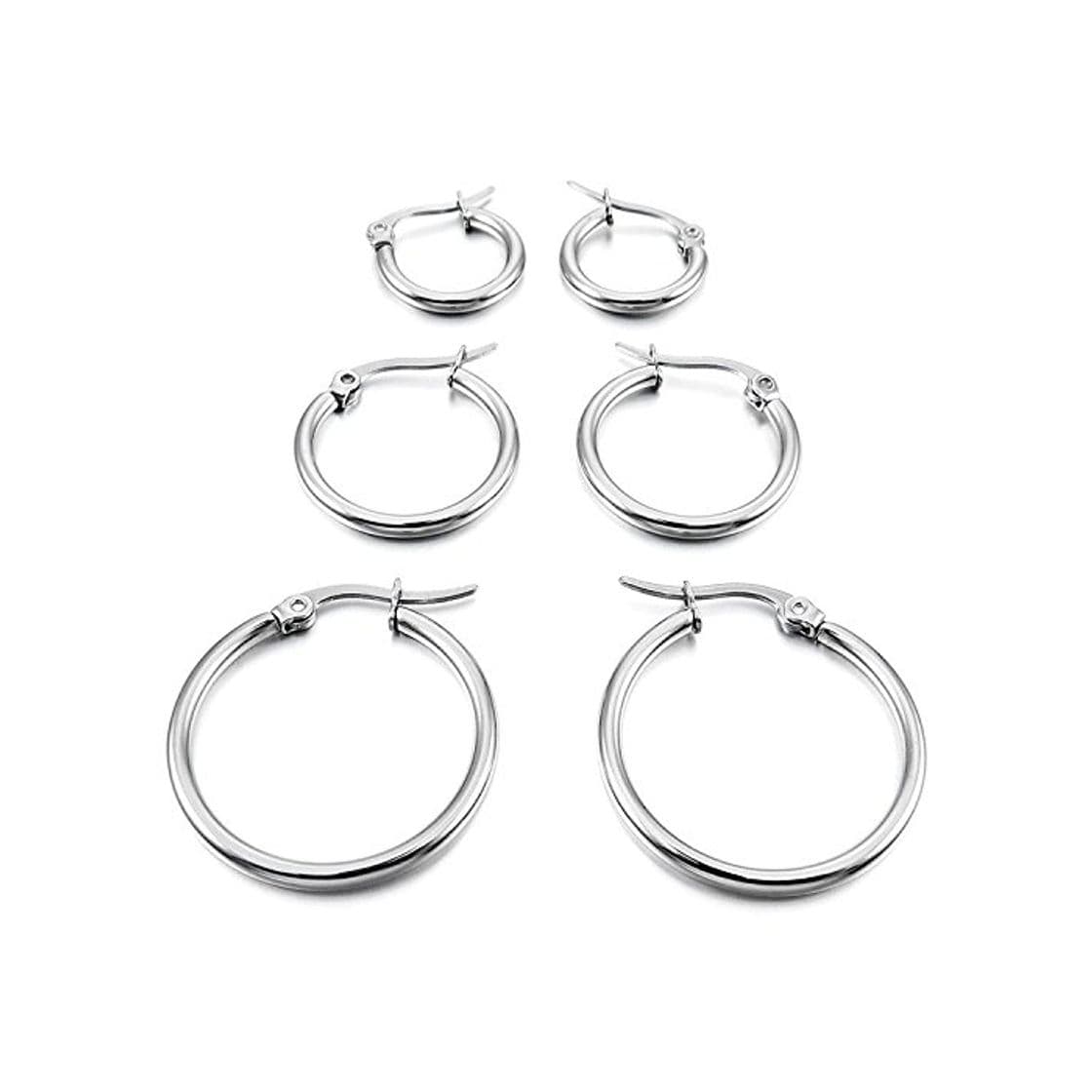 Producto TOOGOO 3 pares 15mm 20mm 25mm Acero Inoxidable Aro Hoop Huggie Pendientes