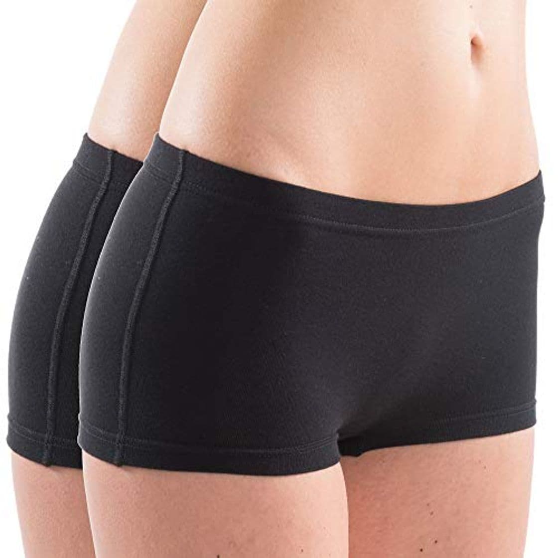 Fashion HERMKO 5700 Pack de 2 Bragas Tipo bóxer de algodón/Elastano Transpirable, Farbe:Negro,