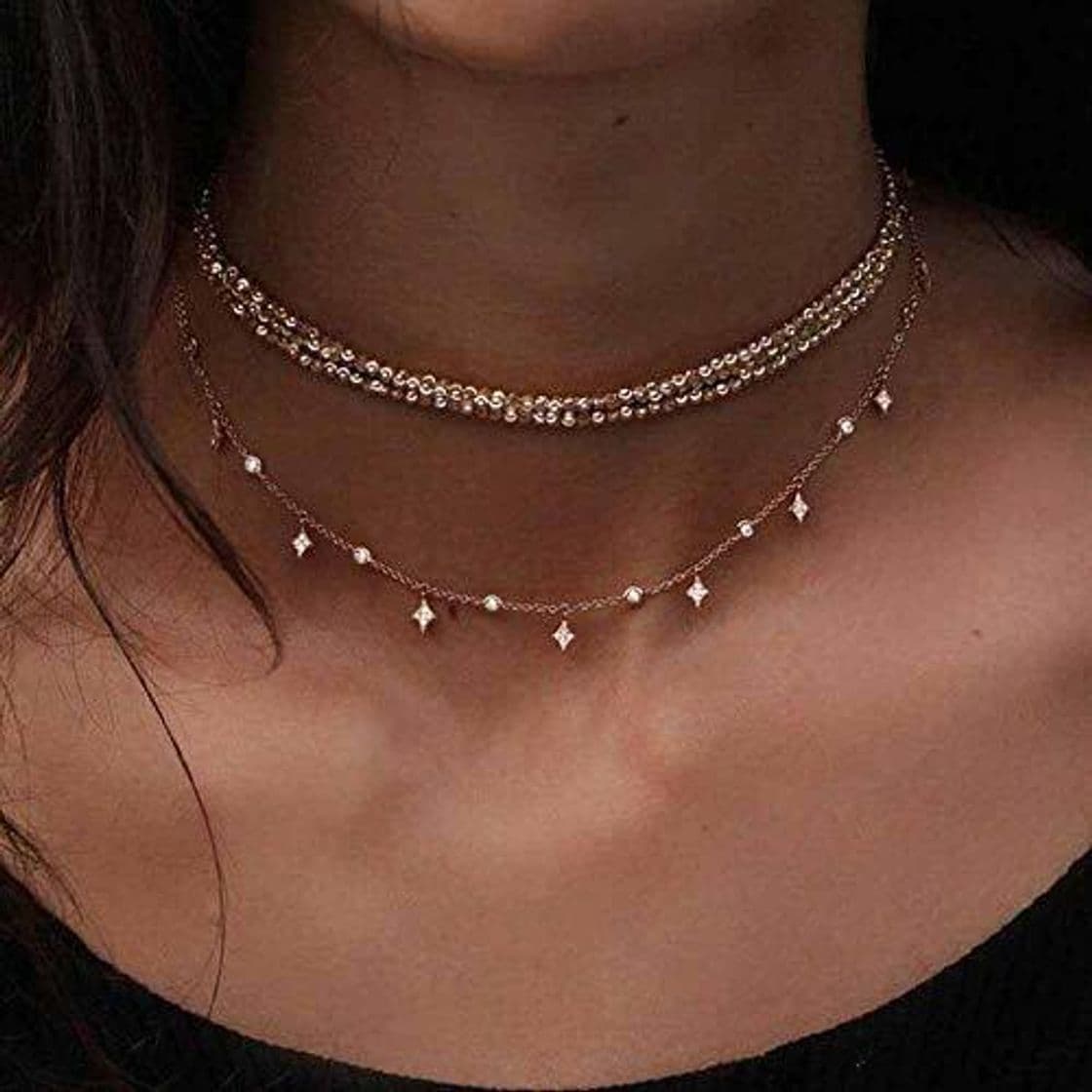 Product Jovono Fashion Multi – Collar de capa con estrella de diamantes de