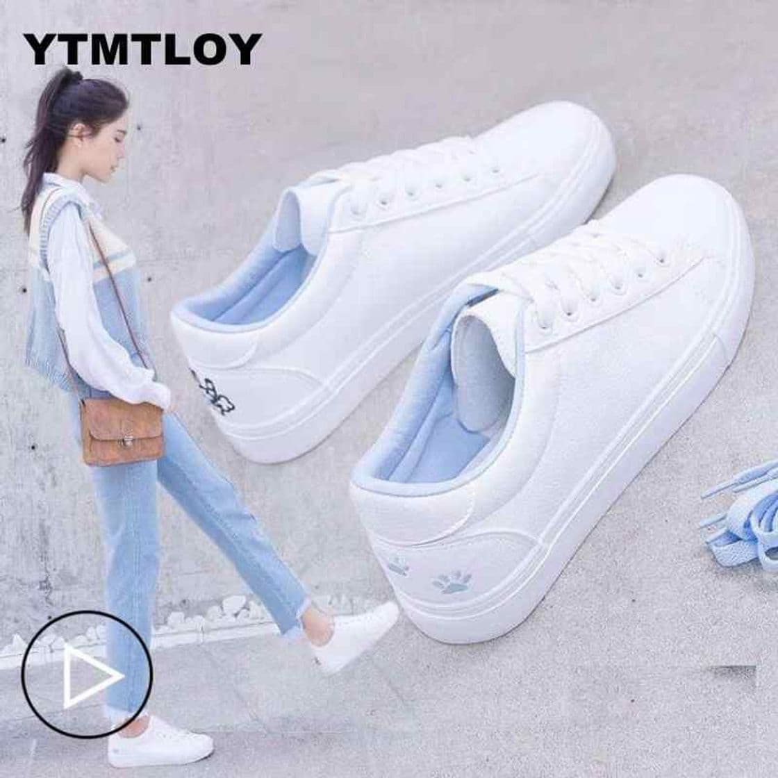 Moda WJNBCRGLM Nuevo Tenis Tenis Feminino Zapatos con Cordones Blancos Mujer PU Cuero