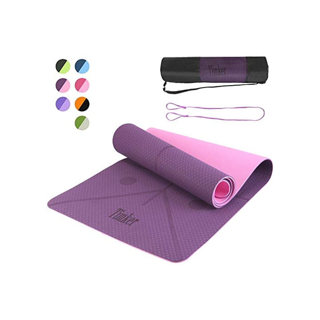 Producto Timker Esterilla Yoga Colchoneta de Yoga Antideslizante Material ecológico TPE líneas corporales