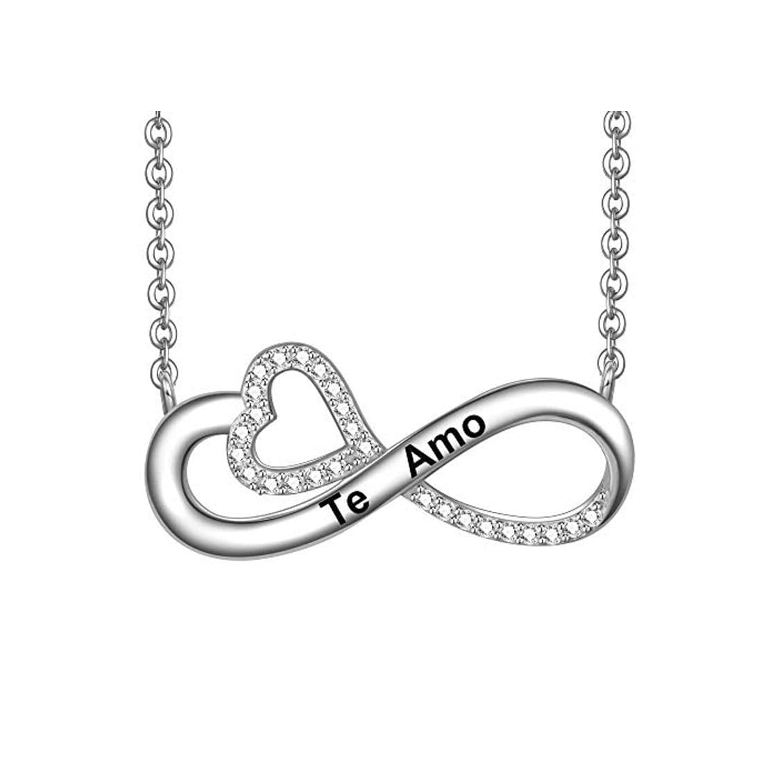 Producto LOVORDS Collar Mujer Grabado Plata de Ley 925 Colgante Corazón y Infinito Regalo Amor Madre Mamá Esposa Novia Abuela Hija