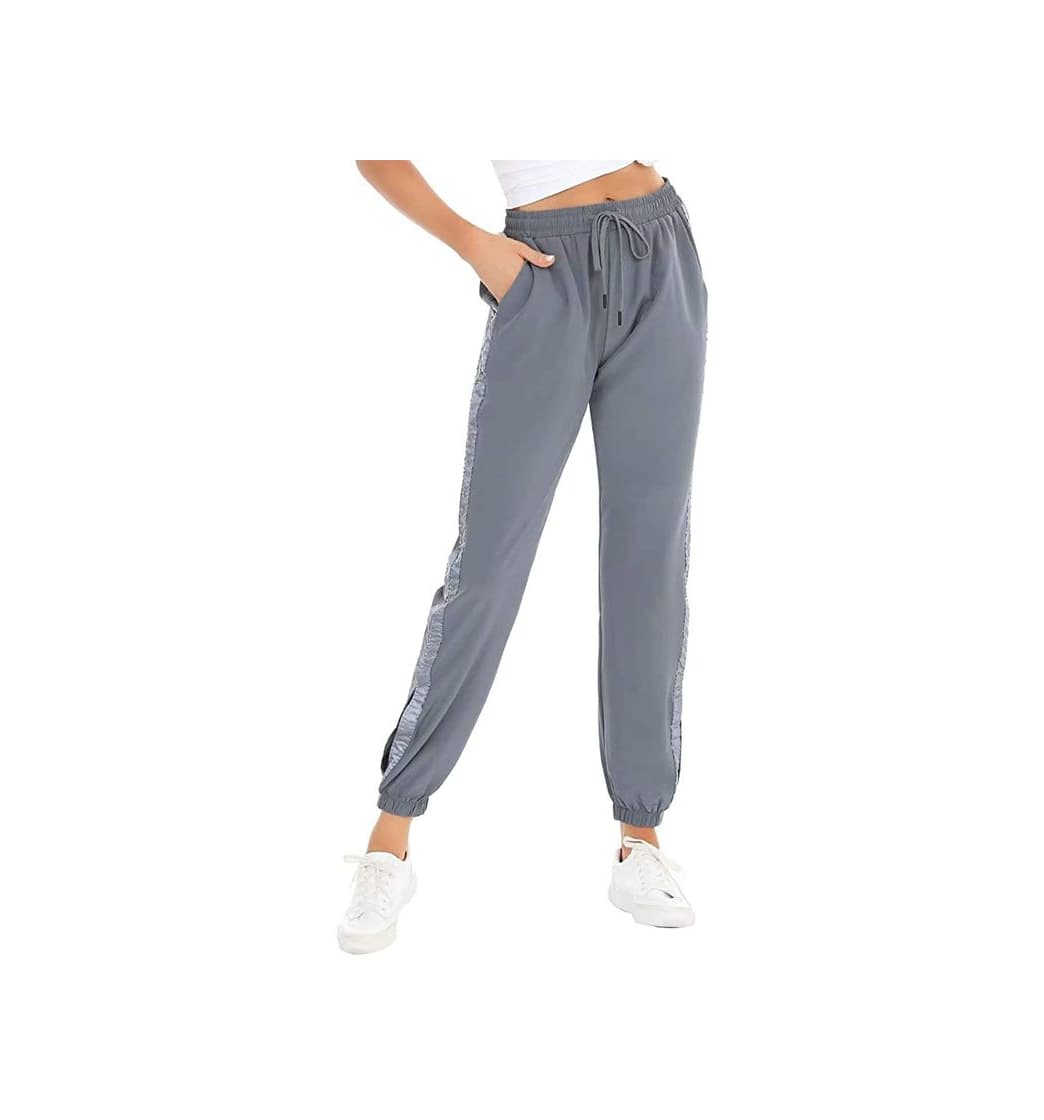 Product Aiboria Pantalones Deportivos para Mujer Largos Yoga Fitness Jogger de Punto de Rayas Casuals Franja Reflectante de con Bolsilpara Gimnasio Deportes Correr Entrenamiento Jogging